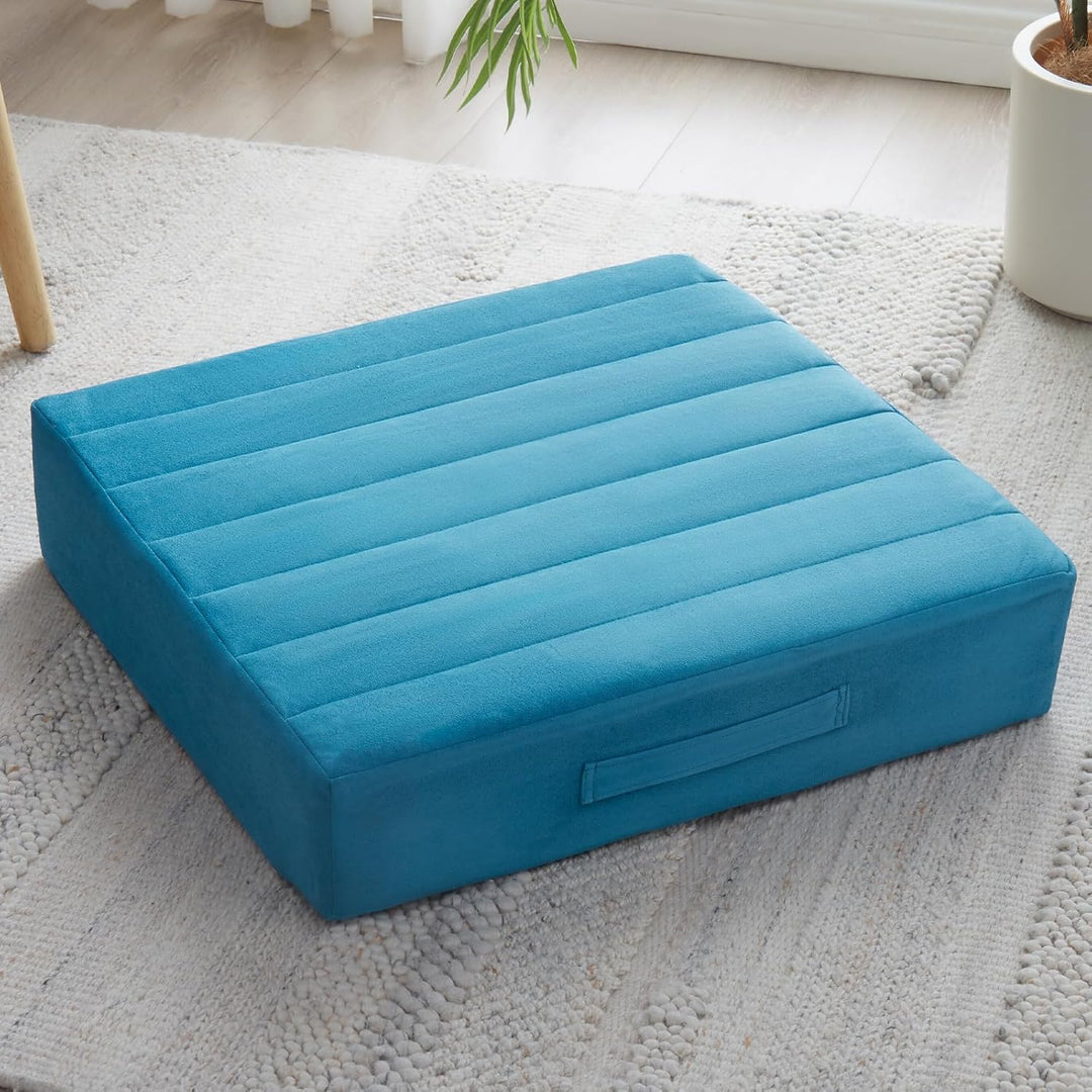 Deep relaxation meditation cushion with thick foam for yoga & comfortable floor sitting.