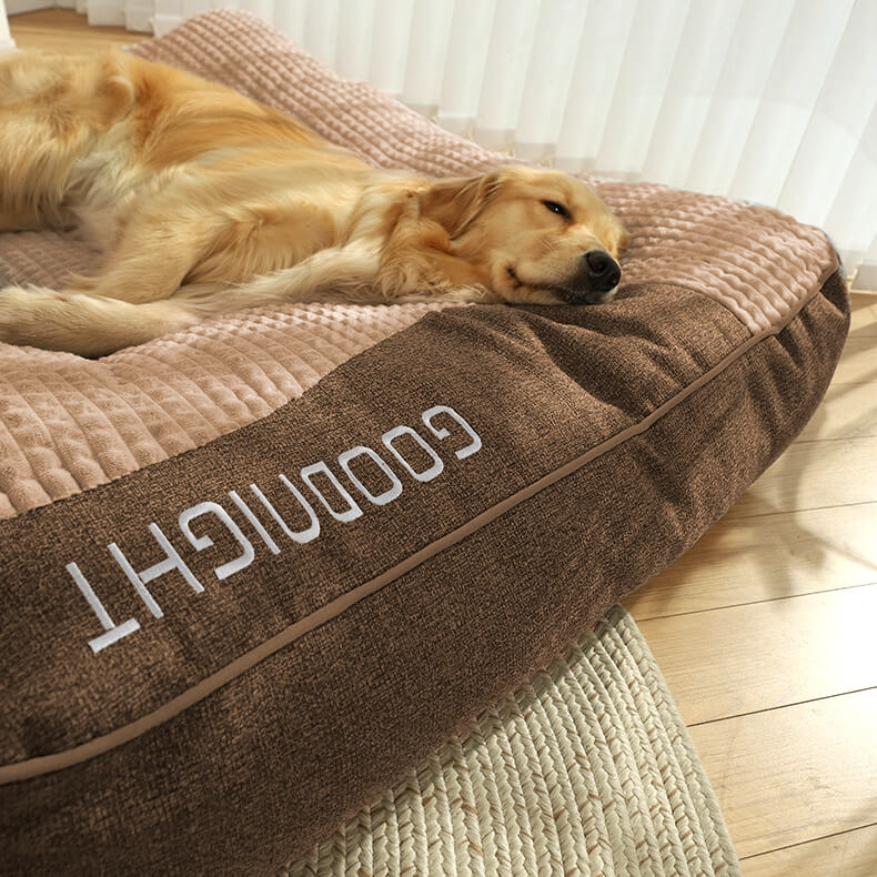 Pet supplies: a premium large dog bed, orthopedic, with a durable, machine-washable & scratch-resistant cover.