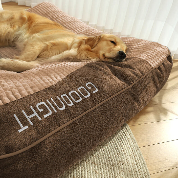 Pet supplies: a premium large dog bed, orthopedic, with a durable, machine-washable & scratch-resistant cover.
