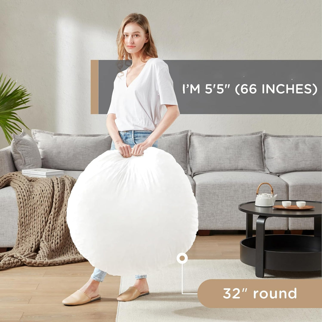 Supportive large round memory foam floor cushion for enhanced meditation comfort.