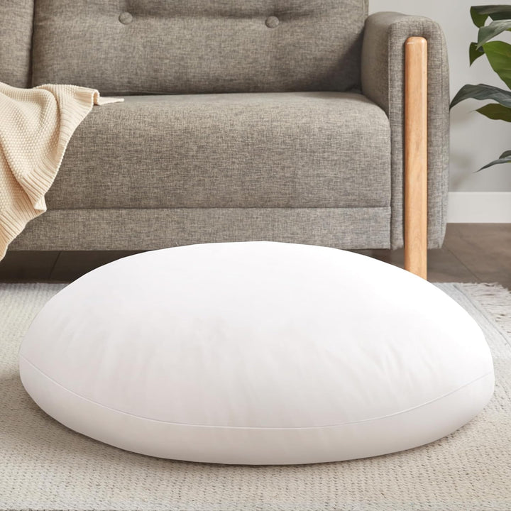 Durable large round memory foam cushion offering superior comfort for meditation.