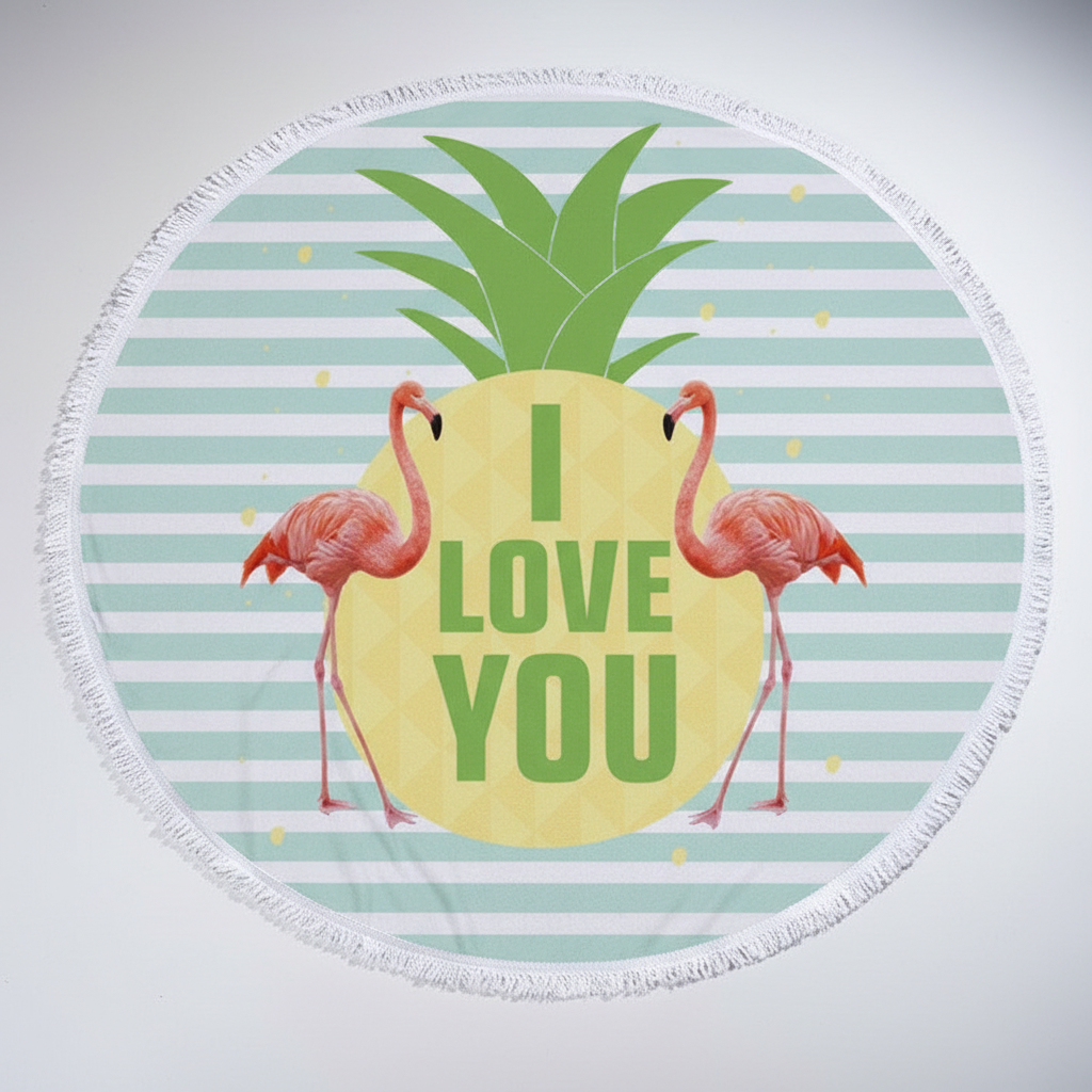Vibrant 'SunnySpot' round beach towel, designed for sunbathing, picnics and summer fun.