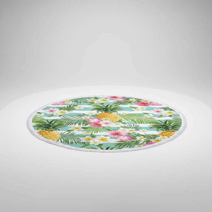 Outdoor large 'SunnySpot' round towel, a versatile travel blanket and beach mat.