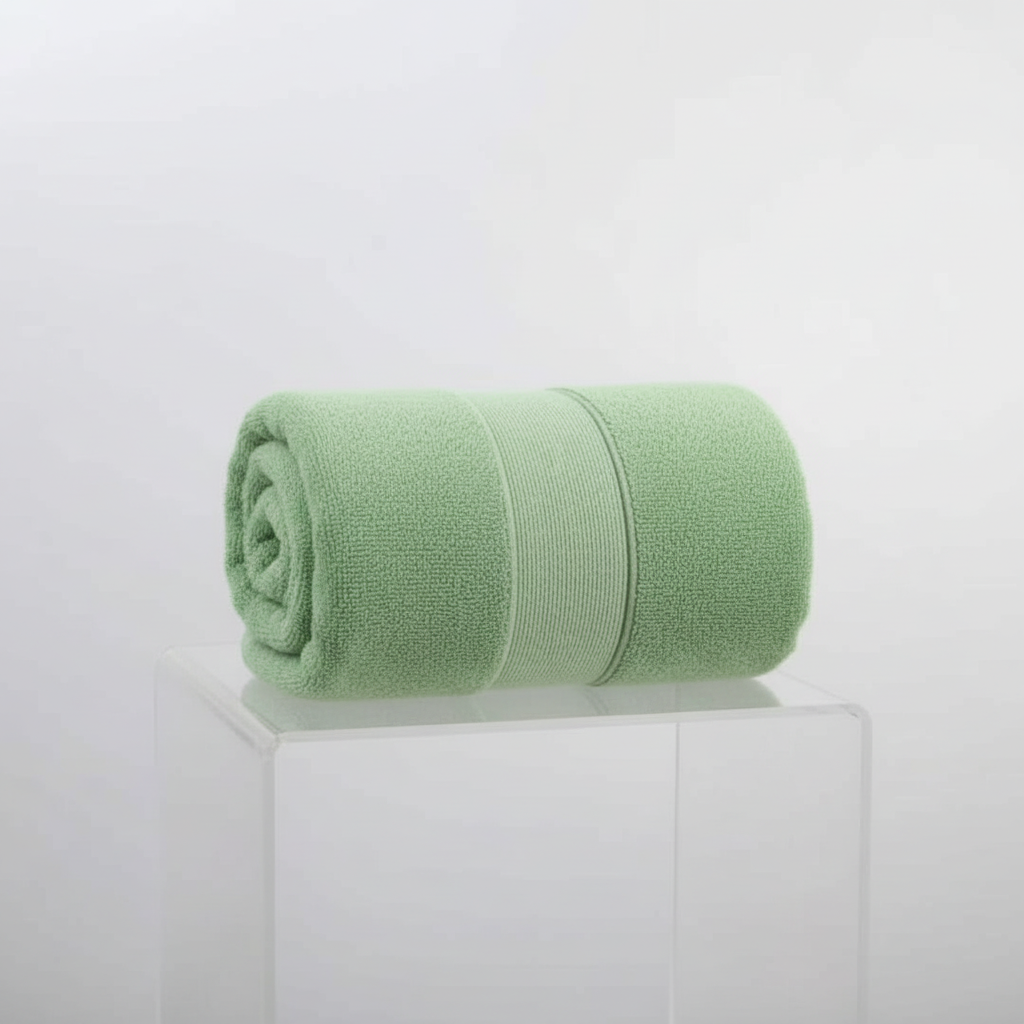 Soft cotton large bath towel, highly absorbent and quick drying, perfect for elegant bathroom decor