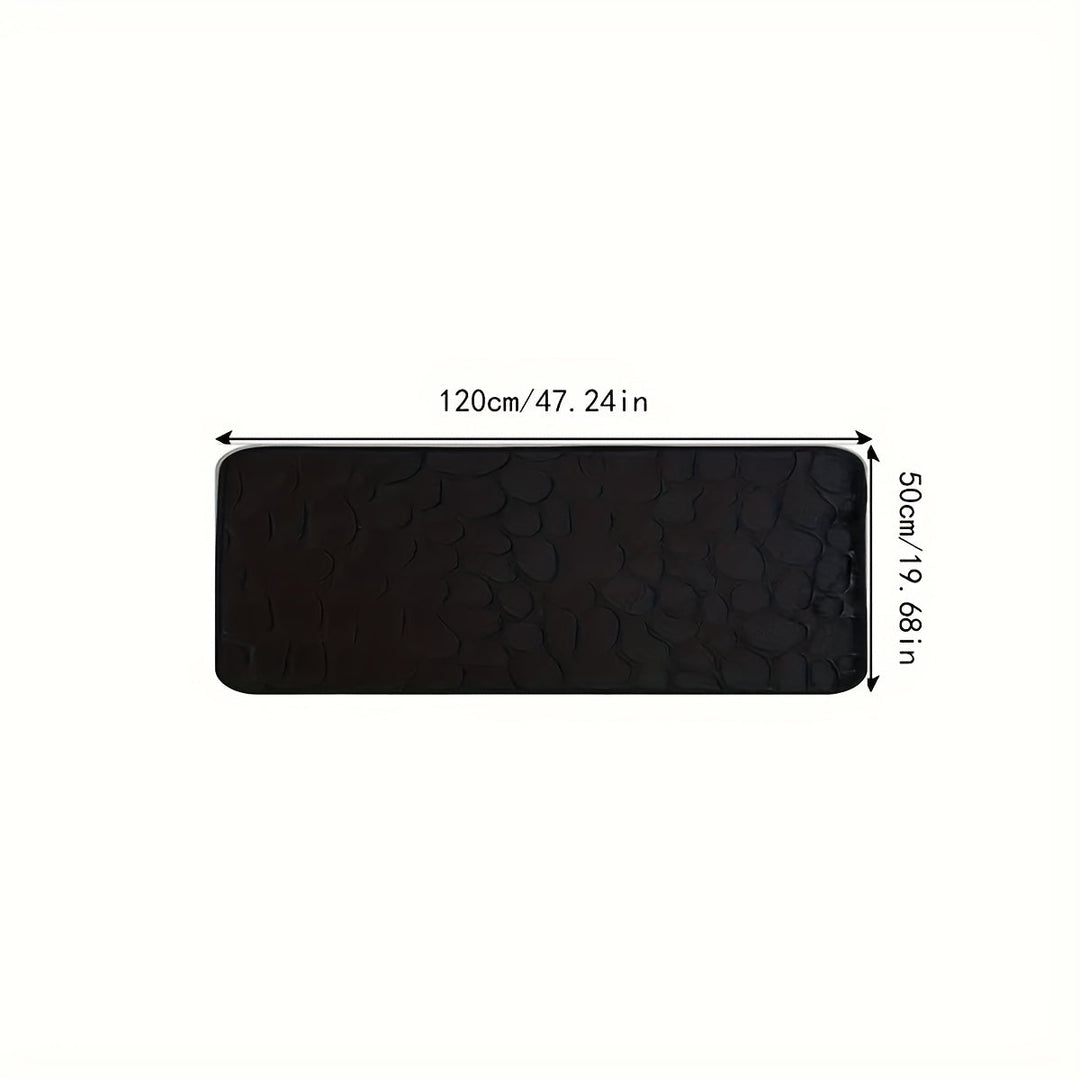 Stylish striped bathmat, large & absorbent, perfect for any bathroom. Non-slip polyester floor mat for comfort.