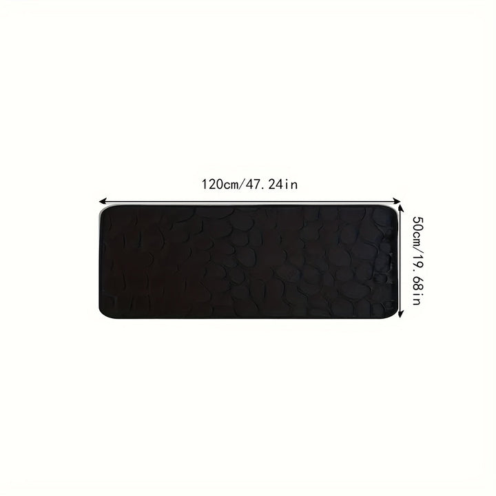 Stylish striped bathmat, large & absorbent, perfect for any bathroom. Non-slip polyester floor mat for comfort.