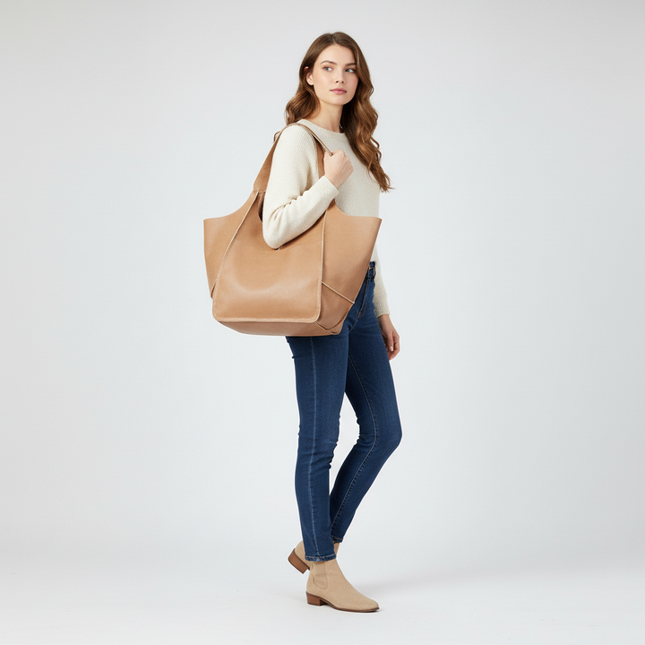 Women's FlexiCarry vegan leather tote bag, spacious and cruelty-free fashion accessory