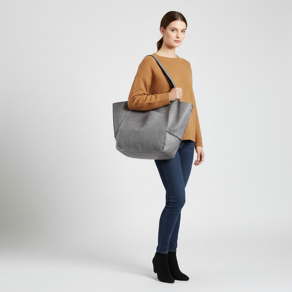 Fashionable vegan leather tote for women, a spacious and eco-conscious shoulder bag