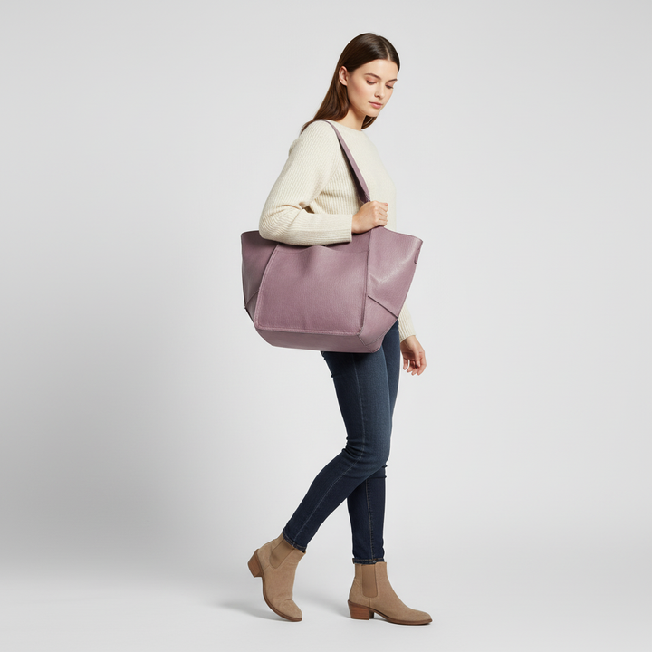 Large capacity women's vegan leather tote bag, stylish and practical for all occasions