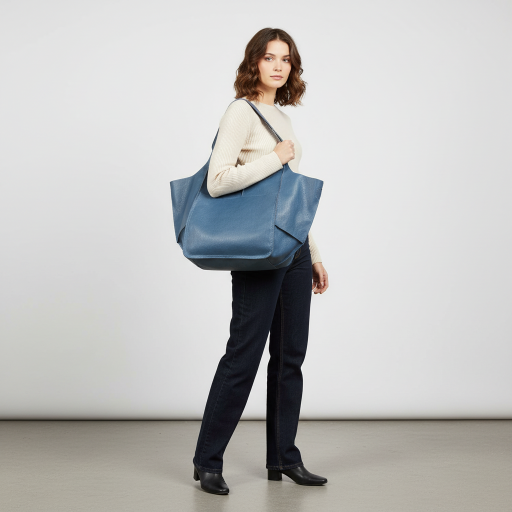 Black vegan leather FlexiCarry tote bag with shoulder strap, a chic everyday accessory
