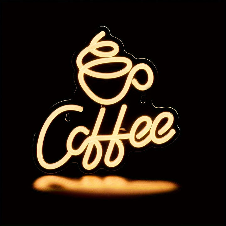 Coffee style LED neon sign "Jules", bright wall art for modern home decor & bedroom lighting. USB powered.