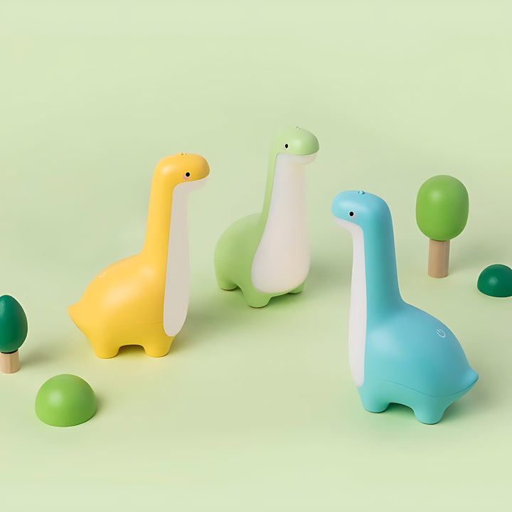 Rechargeable LED dinosaur night light, perfect for kids' bedroom decor. Soft, soothing, & child-safe.