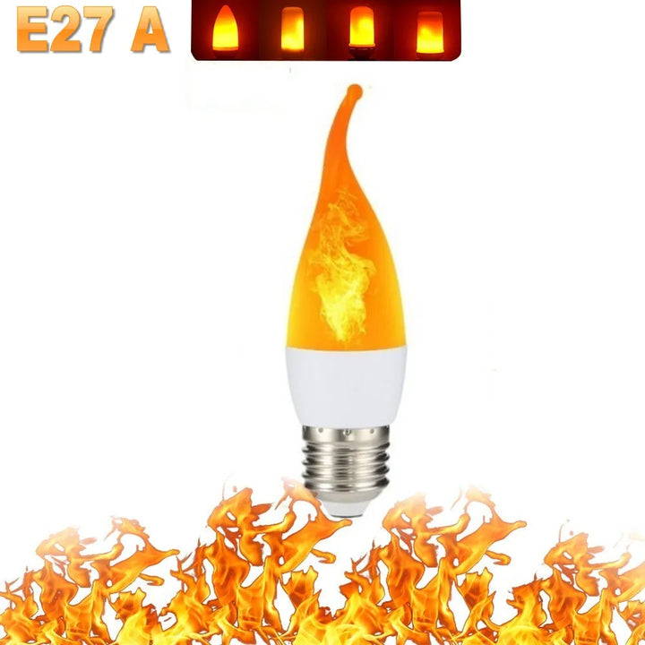 LED Flame Effect Party Lamp, E27, featuring four unique flicker modes for versatile use