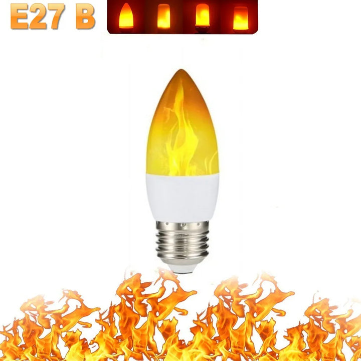 Glowing LED Flame Effect Lamp, E14, providing a safe, beautiful fire-like light for any event