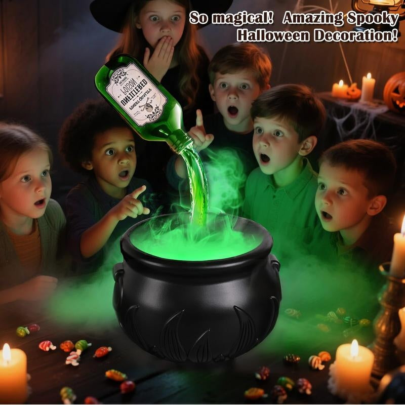 Versatile LED Halloween Cauldron, a light-up party prop & mist diffuser for spooky displays & home decor.