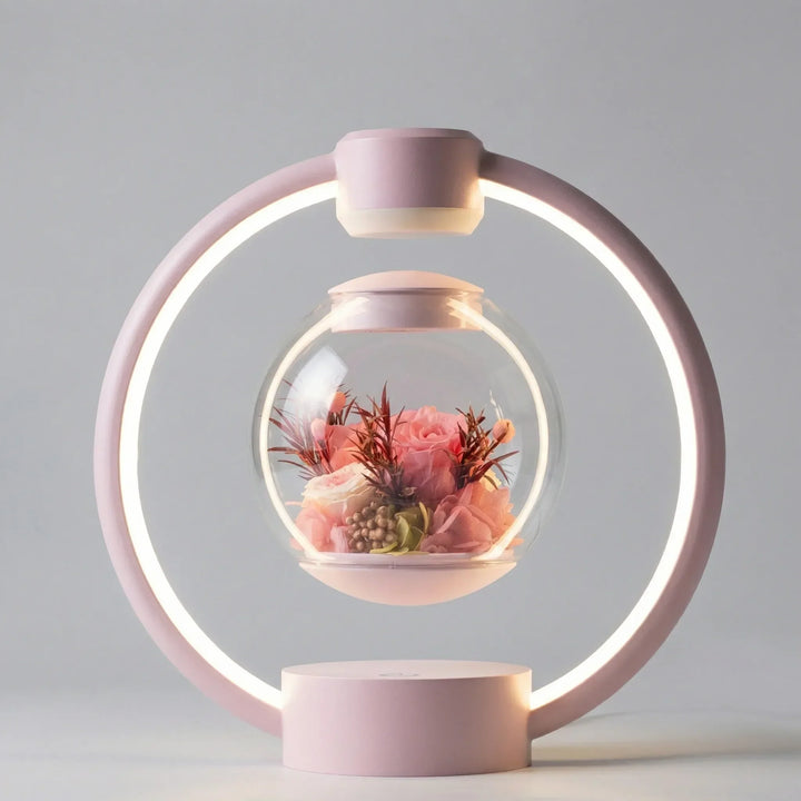Unique magnetic levitation floral lamp, touch control ambient LED lighting for tabletop decor