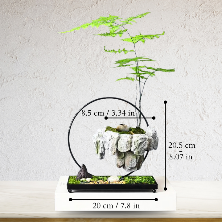 Magnetic levitating planter with a minimalist design, a unique floating pot perfect for desk or zen garden decor.