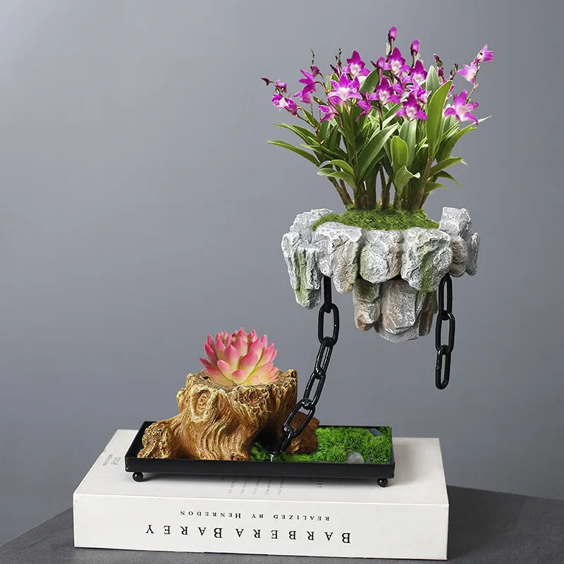 Unique levitating bonsai pot, an enchanting magnetic floating plant decor, perfect as a special gift or home accent.