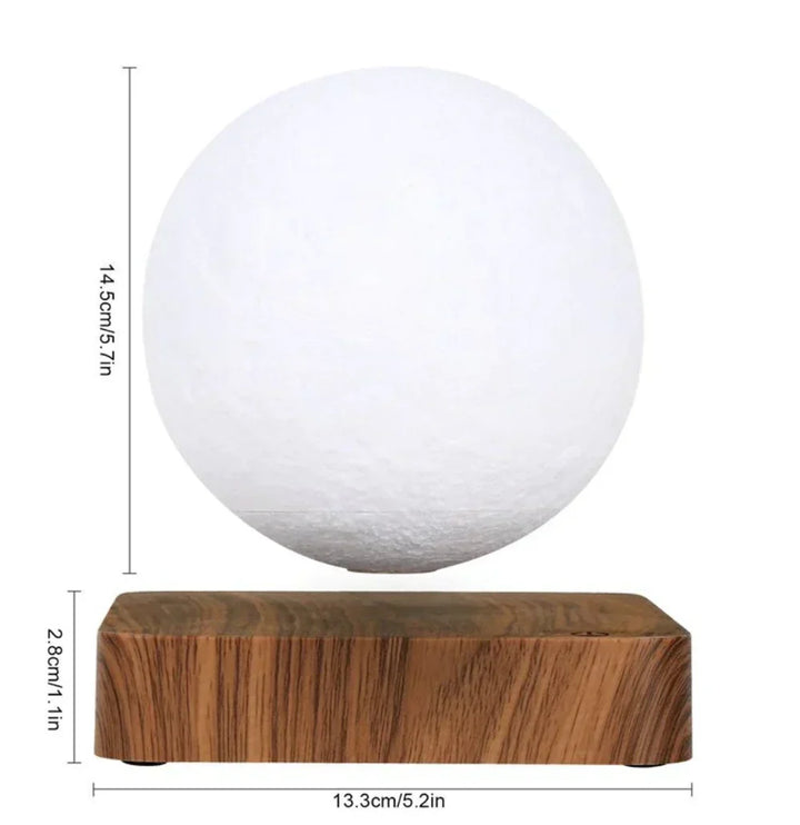 Detailed view of the Levitating Moon Lamp, showing its textured surface & the floating effect, a unique celestial light.