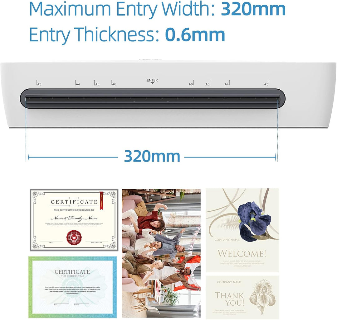 Complete office supplies set: A3 laminator, corner rounder, and a selection of laminating sheets
