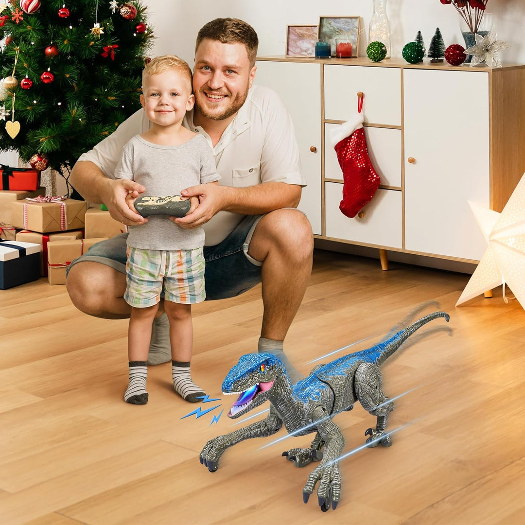 Detailed remote control Velociraptor dinosaur for kids. An engaging RC toy bringing prehistoric fun to life.