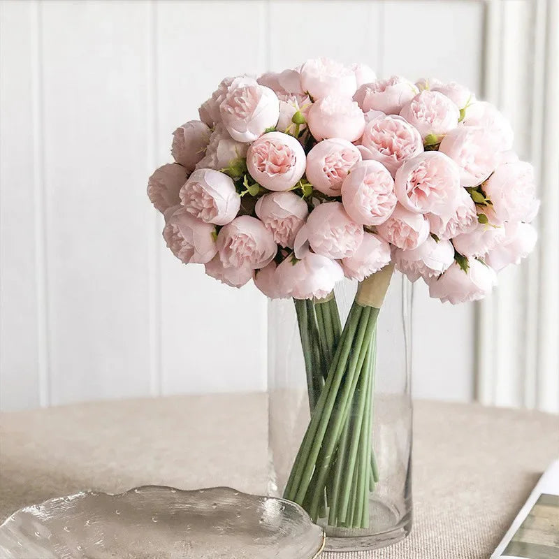 Lifelike silk peony bouquet for home decor & wedding centerpieces.