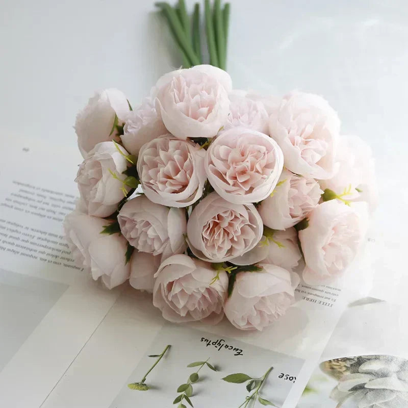 Everlasting faux peony bouquet, perfect for DIY floral arrangements & decor.