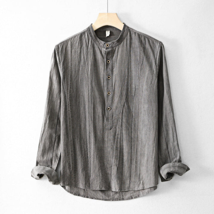 Light blue women's effortless henley shirt, relaxed fit, perfect for casual spring & summer everyday wear.