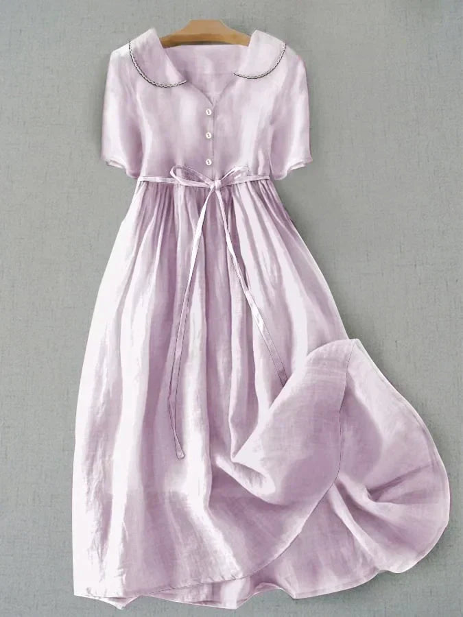 Light purple Women's Isla mid-sleeve elegant casual dress, versatile for spring/summer comfort and chic style.