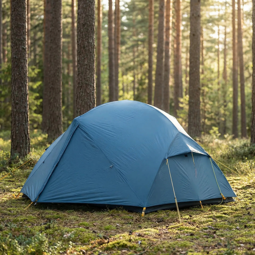 Lightweight 2-person double-layer backpacking tent for 3-season camping & hiking. Compact outdoor adventure gear.