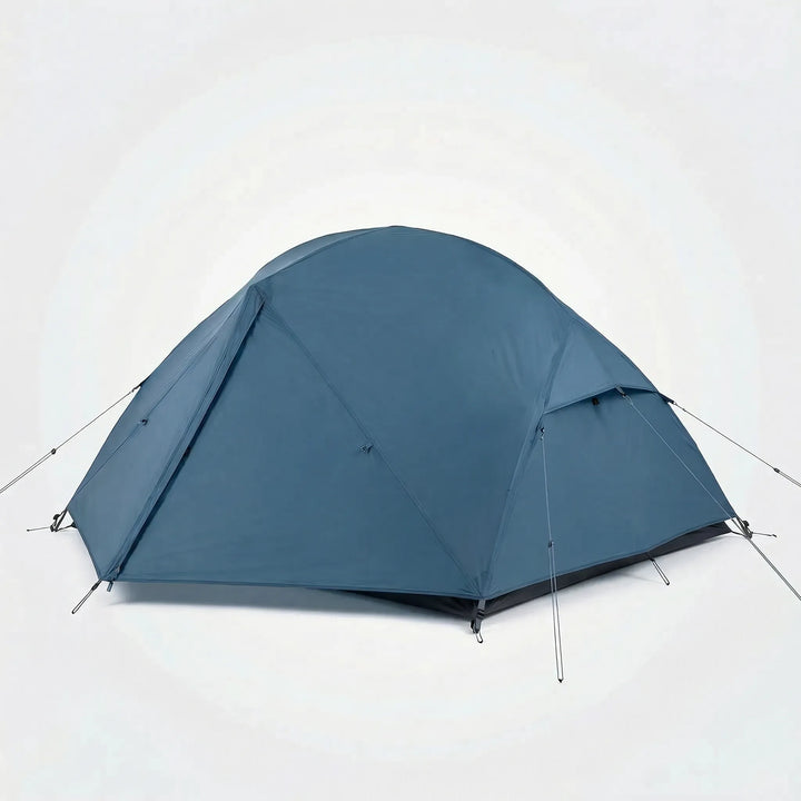 Compact 2-person lightweight backpacking tent, double-layer design. Ideal 3-season camping shelter & hiking gear.