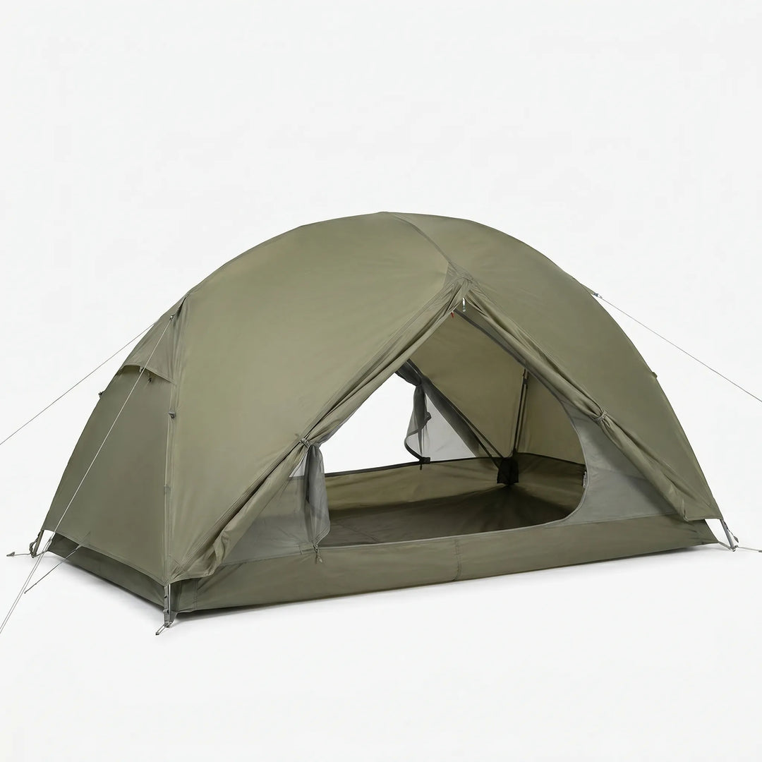 Easy-setup 3-season hiking tent. Compact design for quick outdoor camping shelter & backpacking trips.