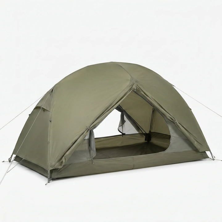 Easy-setup 3-season hiking tent. Compact design for quick outdoor camping shelter & backpacking trips.