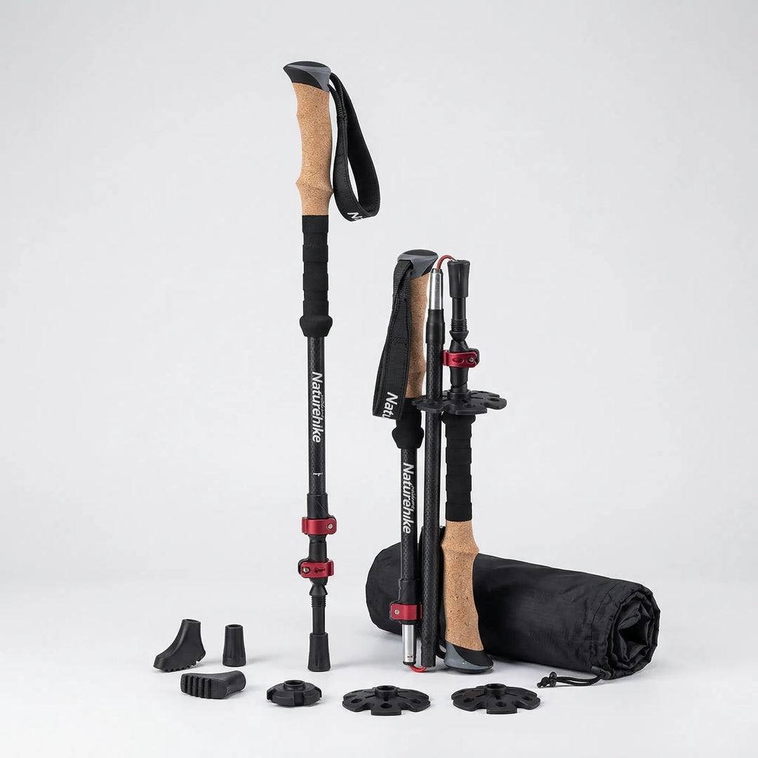 Unisex adjustable trekking poles, ideal for all-terrain support, hiking, & outdoor adventures.