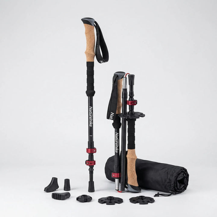 Unisex adjustable trekking poles, ideal for all-terrain support, hiking, & outdoor adventures.