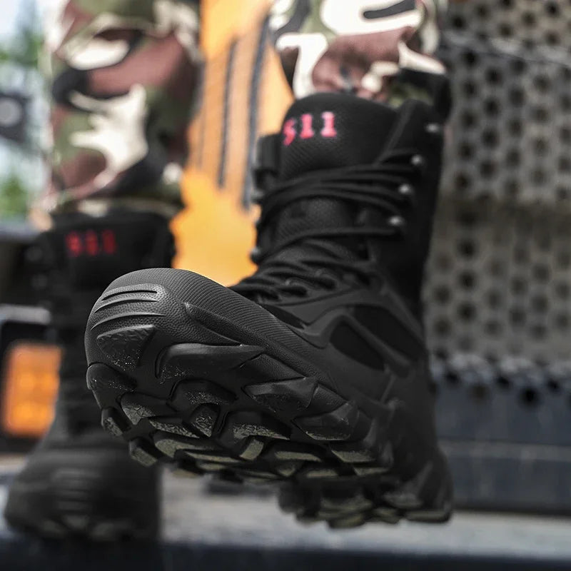 Durable lightweight men's boots, waterproof & non-slip for superior tactical outdoor performance.