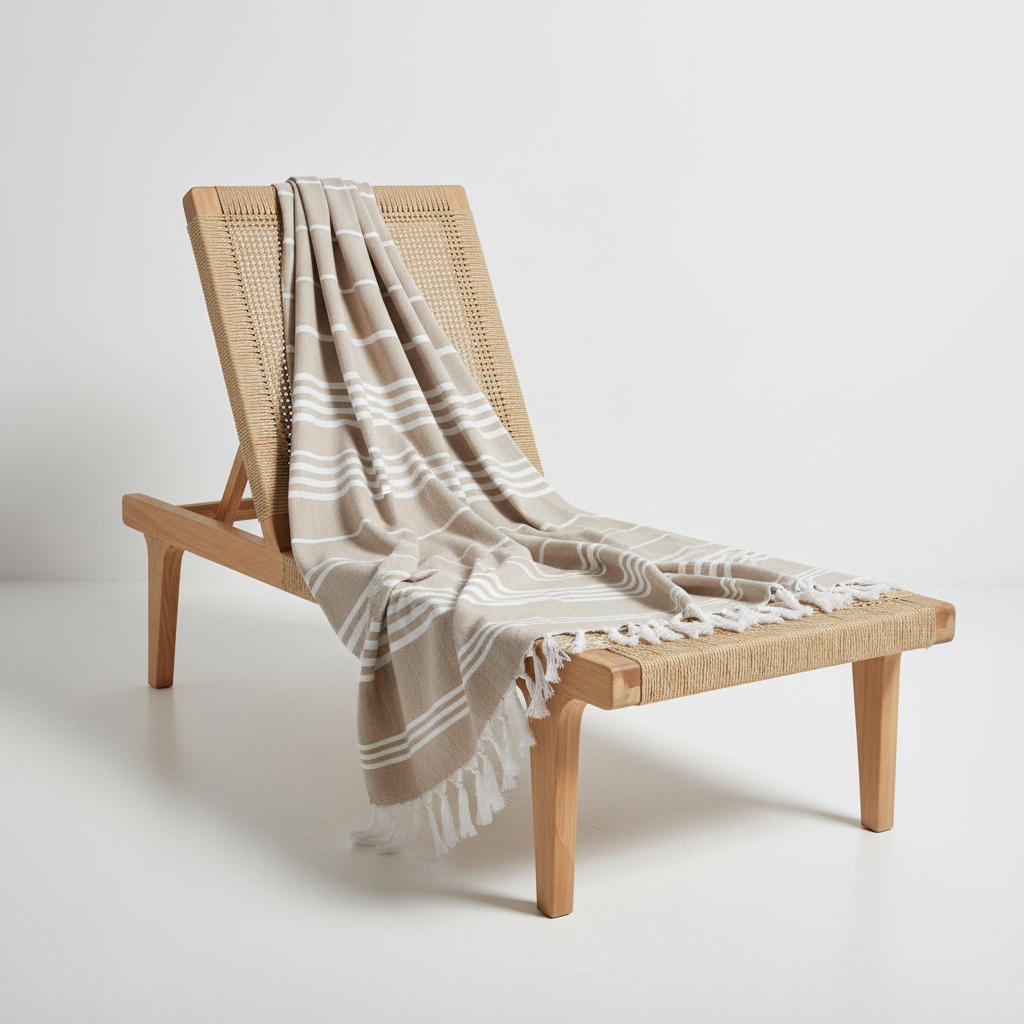 High-quality, quick-dry recycled cotton beach towel, soft and hypoallergenic for sensitive skin