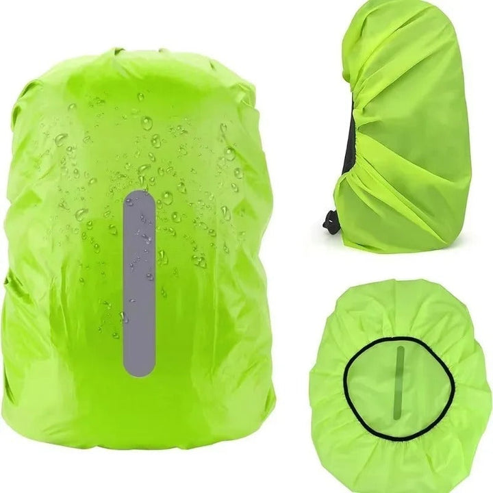 Unisex reflective rain cover for backpacks, ensures visibility and dryness on trails or city streets.