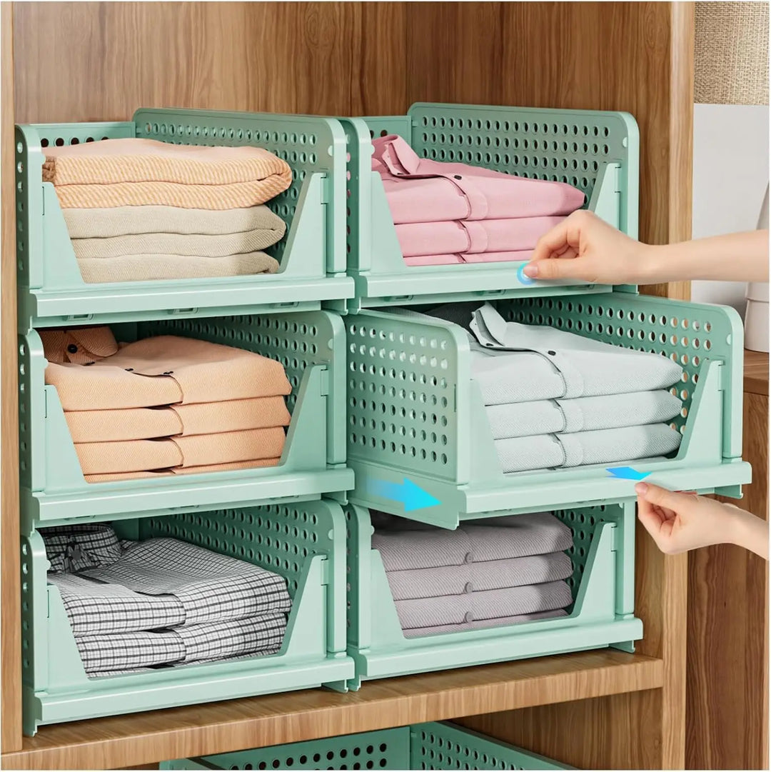 Liora 5-pack foldable stackable closet storage boxes, gray fabric bins for home organization