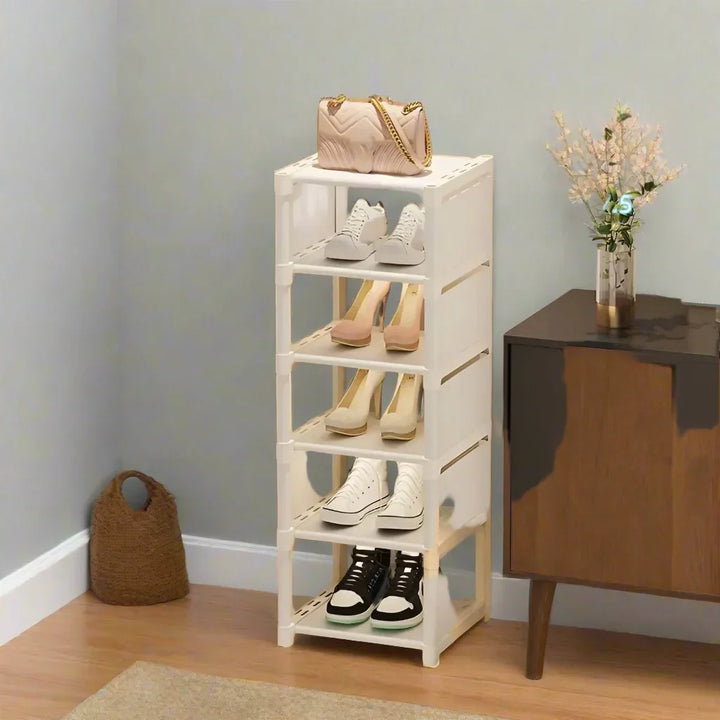 Unisex 8-layer Liora shoe organizer with durable metal frame, perfect for dorm room storage