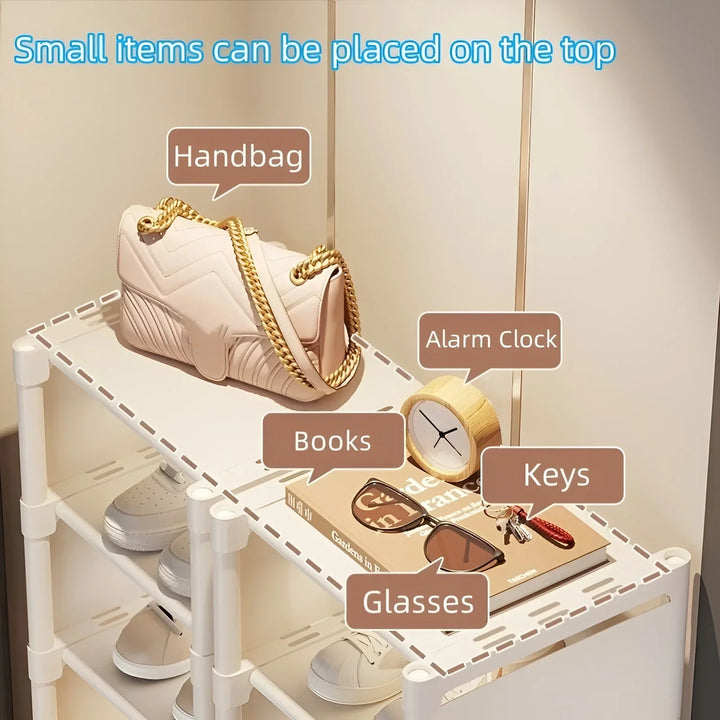 Durable Liora 6-layer shoe rack with metal frame and breathable fabric, essential home organization
