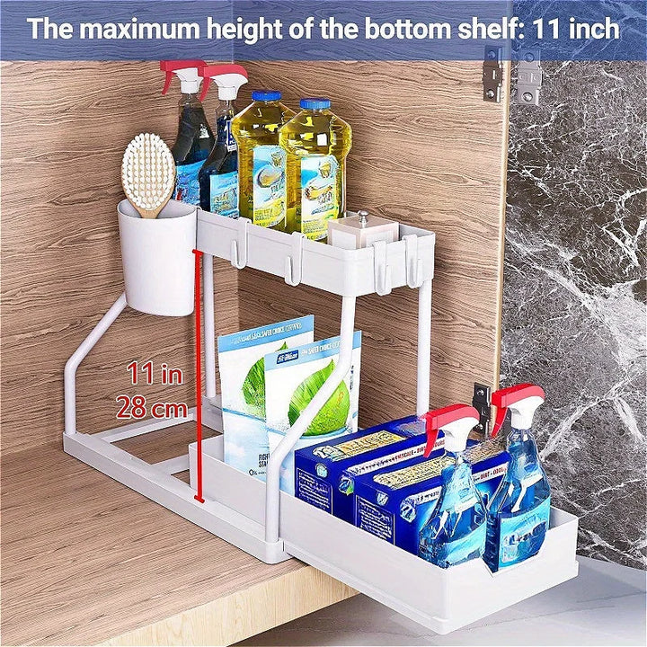 Space-saving Liora Multilayer Pull-Out Storage Rack, bathroom organizer, home organization solution
