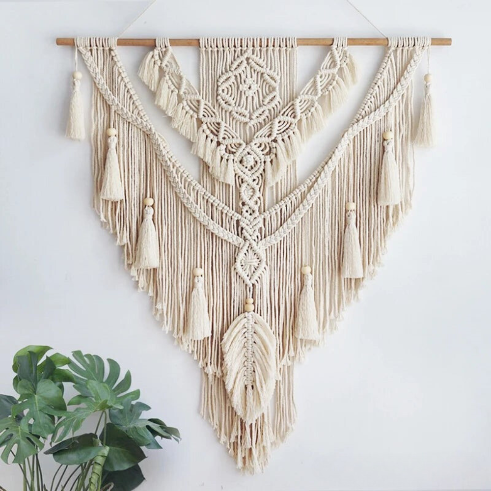 Handmade Macramé Wall Hanging, Liora Scandinavian Boho style. Natural fiber art for chic home decor.