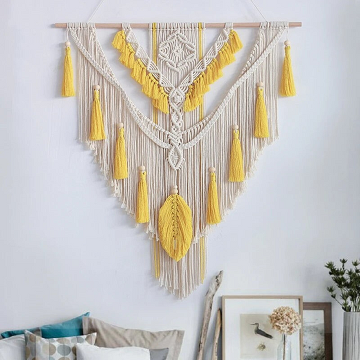 Decorative Liora Macramé Wall Hanging. Boho & Scandinavian design, perfect natural wall art for any room.