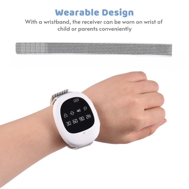 User-friendly Liora wireless bedwetting alarm with clear display for easy mode adjustment