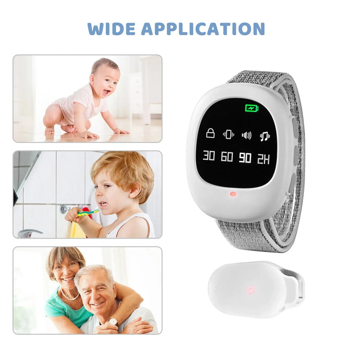 Parents setting up Liora wireless bedwetting alarm for their child's potty training