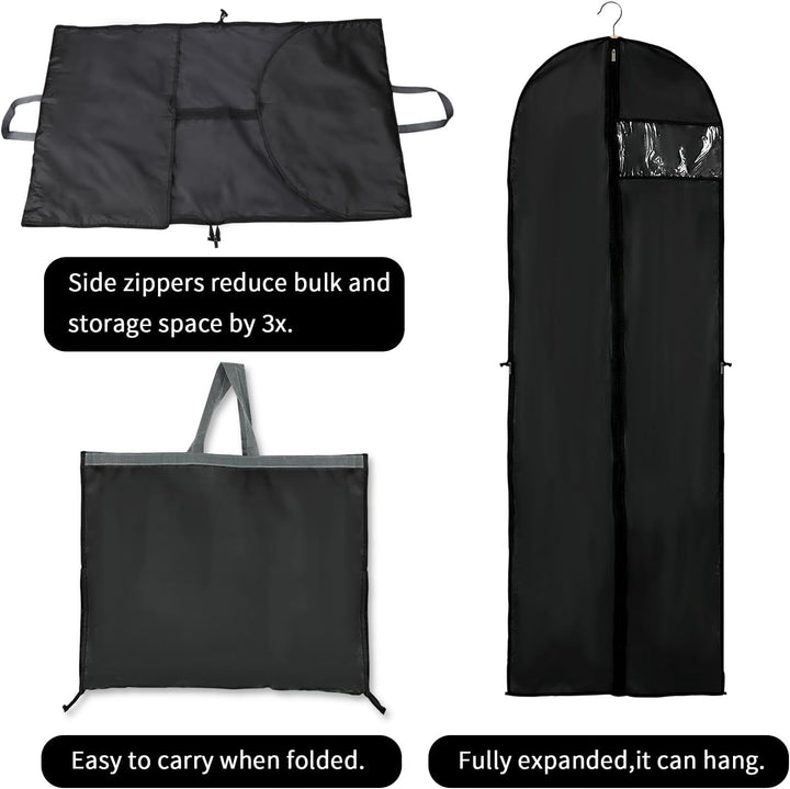 Breathable garment protector for long clothing, suits & dresses. Perfect for home storage & travel.