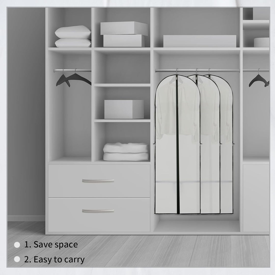 Heavy-duty storage cover for formalwear, keeps gowns & suits safe from dust. Closet & travel organization.
