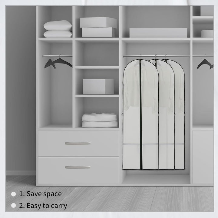 Heavy-duty storage cover for formalwear, keeps gowns & suits safe from dust. Closet & travel organization.