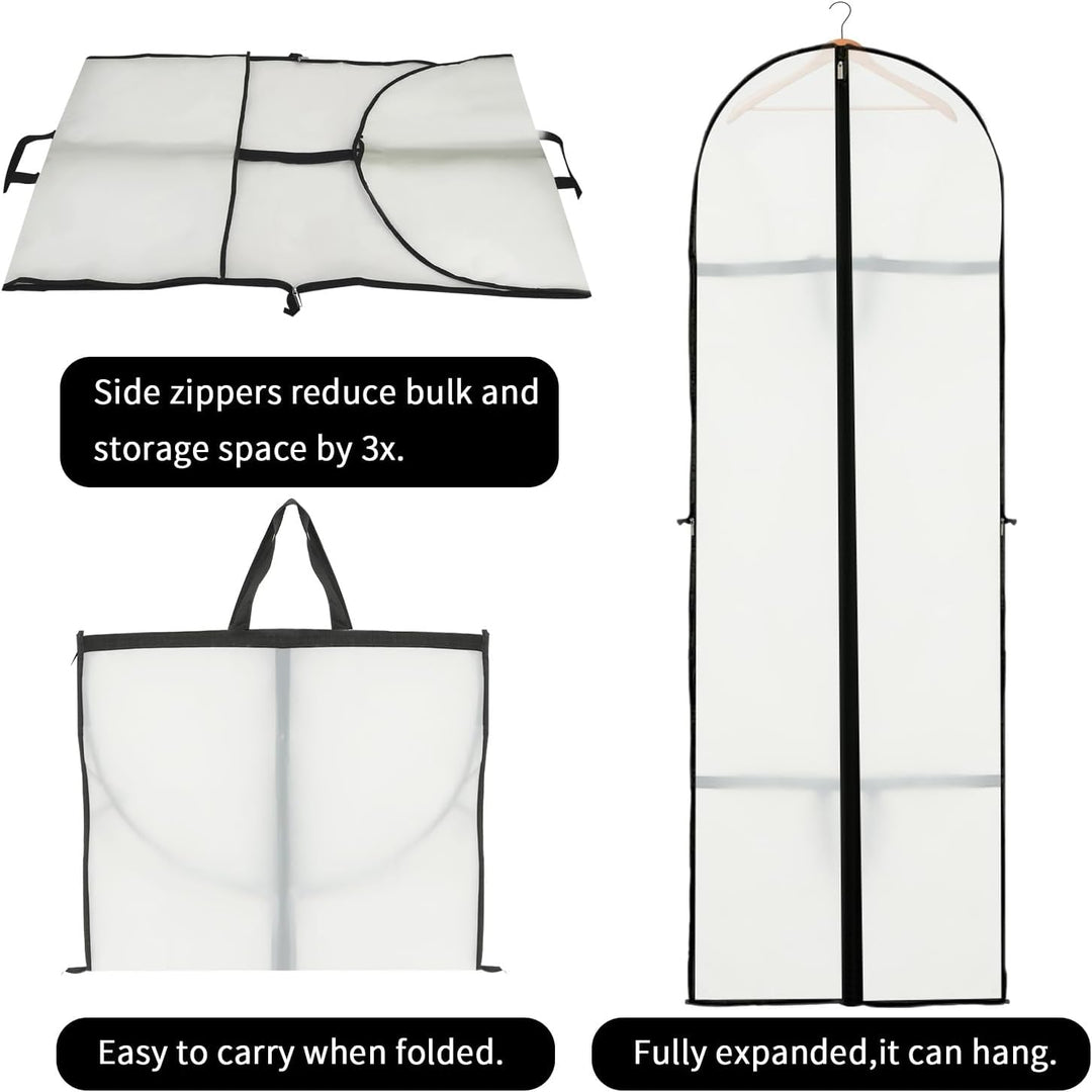 Unisex formalwear garment bag, 70.87" length, for protecting dresses & suits during storage or travel.